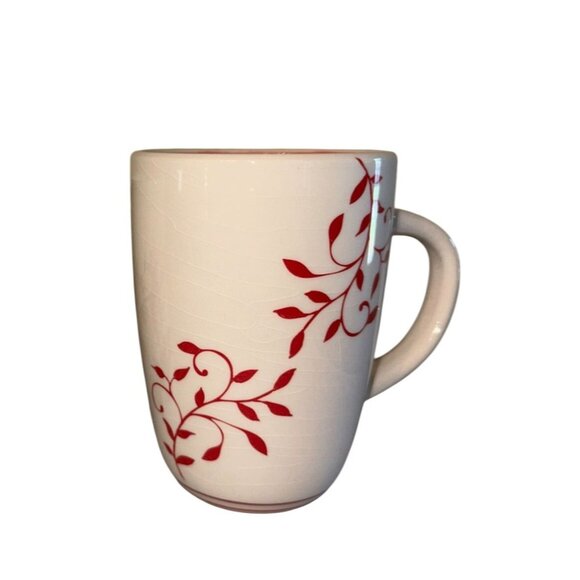 Set Of 2 Ceramic Mugs With Floral & Vine Patterns Red & Multicolor 12 Oz & 16 Oz - Picture 5 of 11